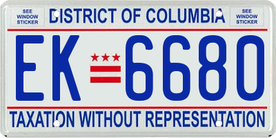 DC license plate EK6680