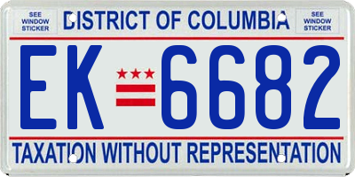 DC license plate EK6682