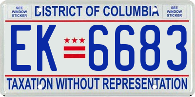 DC license plate EK6683