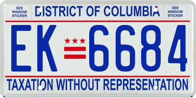 DC license plate EK6684