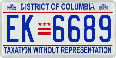 DC license plate EK6689