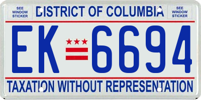 DC license plate EK6694