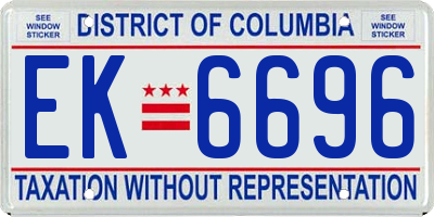 DC license plate EK6696