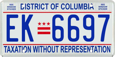 DC license plate EK6697