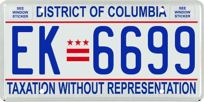 DC license plate EK6699