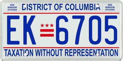 DC license plate EK6705