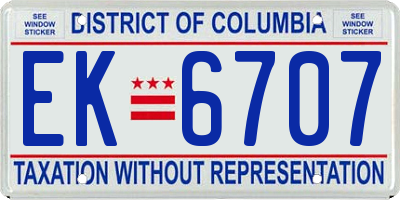 DC license plate EK6707