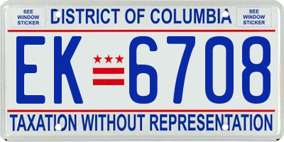 DC license plate EK6708