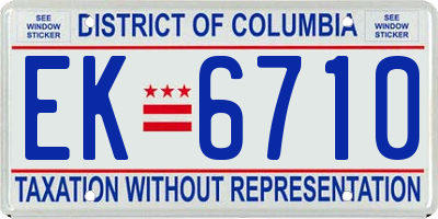 DC license plate EK6710