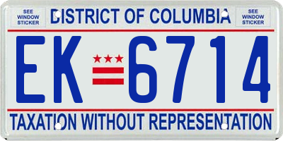 DC license plate EK6714