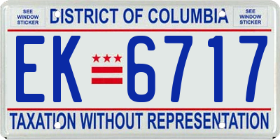 DC license plate EK6717