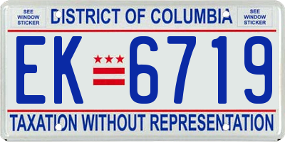 DC license plate EK6719