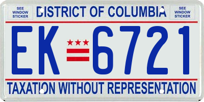 DC license plate EK6721