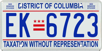 DC license plate EK6723