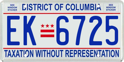 DC license plate EK6725