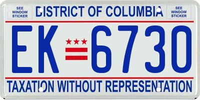 DC license plate EK6730