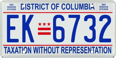 DC license plate EK6732