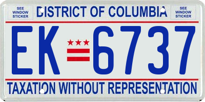 DC license plate EK6737