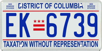 DC license plate EK6739