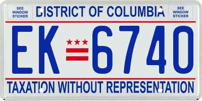 DC license plate EK6740