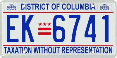 DC license plate EK6741