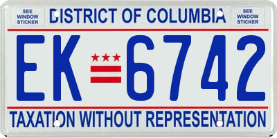 DC license plate EK6742