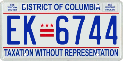 DC license plate EK6744