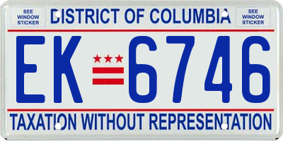 DC license plate EK6746