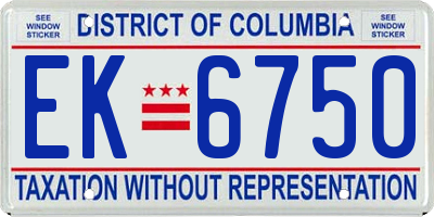 DC license plate EK6750