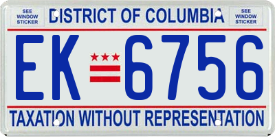 DC license plate EK6756