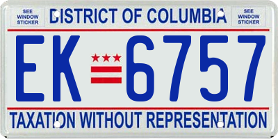 DC license plate EK6757