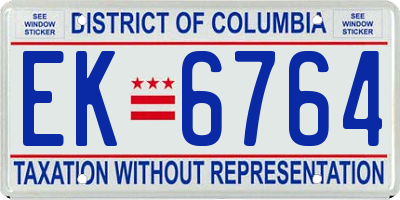 DC license plate EK6764