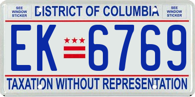 DC license plate EK6769