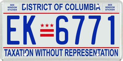 DC license plate EK6771