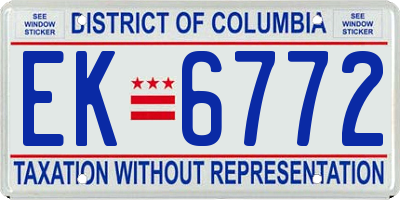 DC license plate EK6772