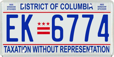 DC license plate EK6774