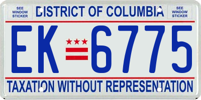 DC license plate EK6775