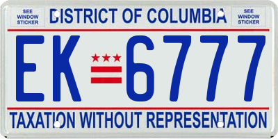 DC license plate EK6777