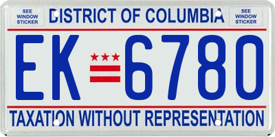 DC license plate EK6780