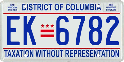 DC license plate EK6782