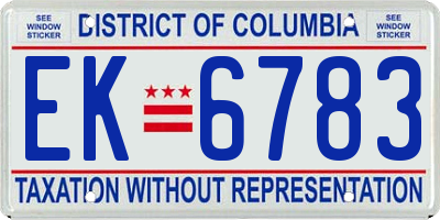 DC license plate EK6783