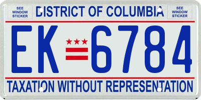 DC license plate EK6784