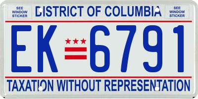 DC license plate EK6791