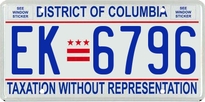 DC license plate EK6796