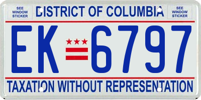 DC license plate EK6797