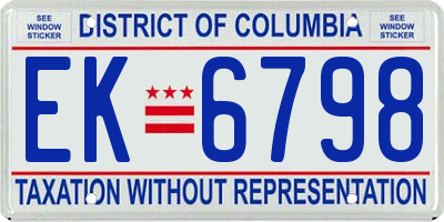 DC license plate EK6798