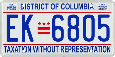 DC license plate EK6805