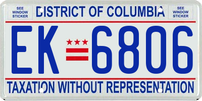 DC license plate EK6806