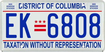 DC license plate EK6808