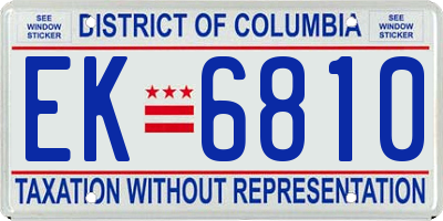 DC license plate EK6810